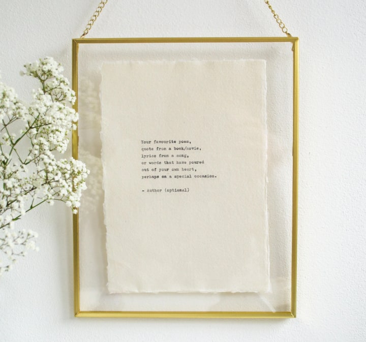 Custom poem in a frame for Valentine's Day