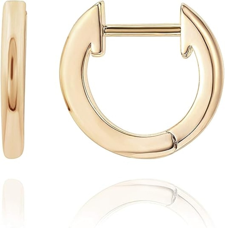 PAVOI 14K Yellow Gold Plated Cuff Earrings Huggie Stud 