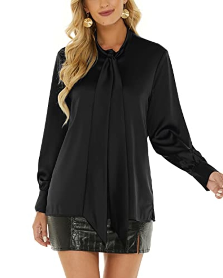 long sleeve satin button down shirt