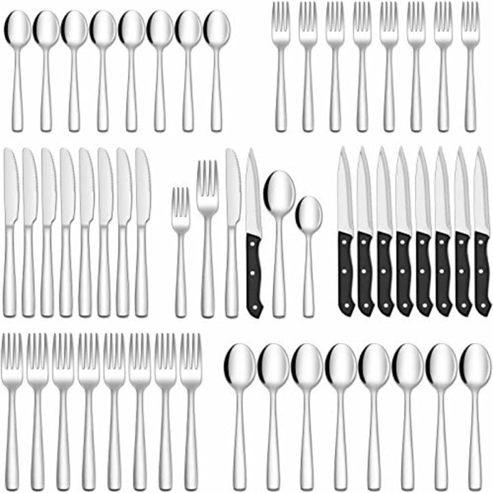 Silverware Set with Steak Knives for 8