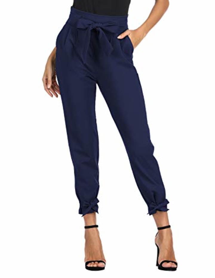 Womens Capri Pants Elastic Waist Drawstring Jogger Sweatpsnts Casual  Lightweight Cropped High Wasited Trousers with Pockets