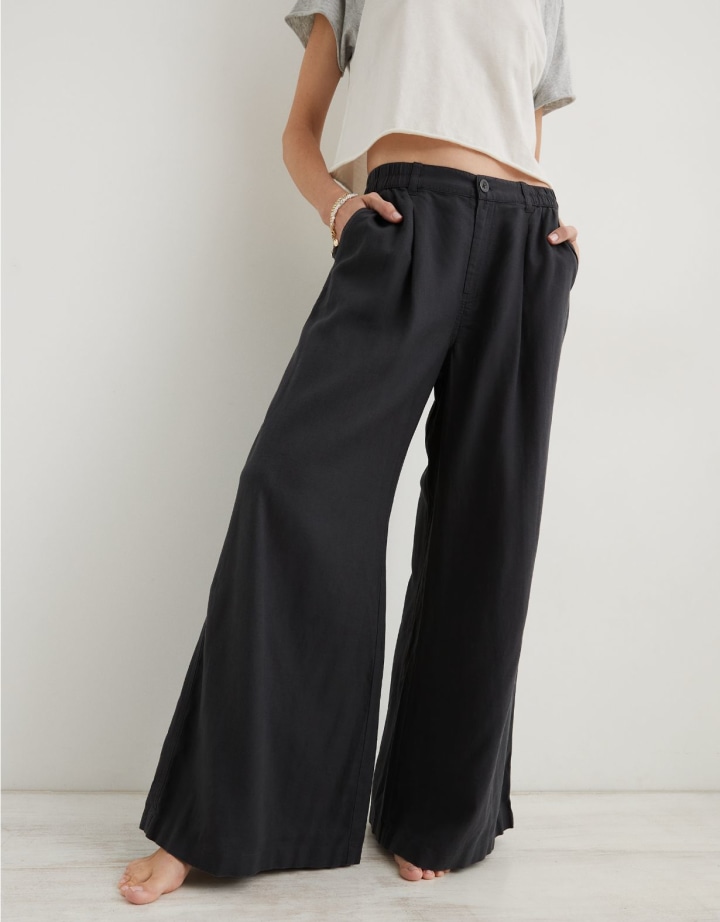 Pool-To-Party Linen Blend High Waisted Trouser