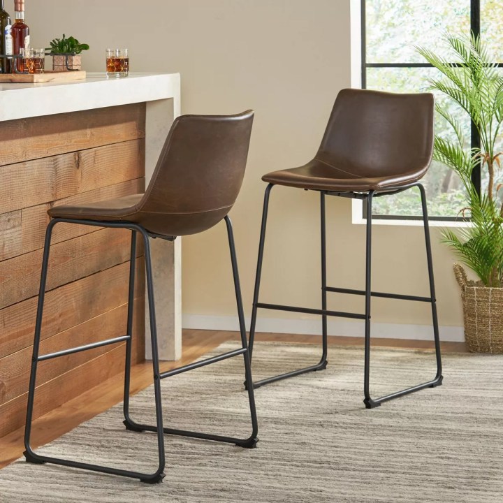 Faux Leather Barstools (Set of 2)