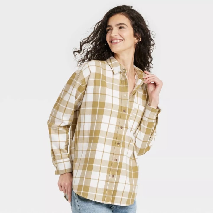 Long Sleeve Flannel Button-Down Shirt
