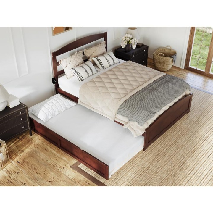 Wood Frame with Pull Out Trundle Bed 