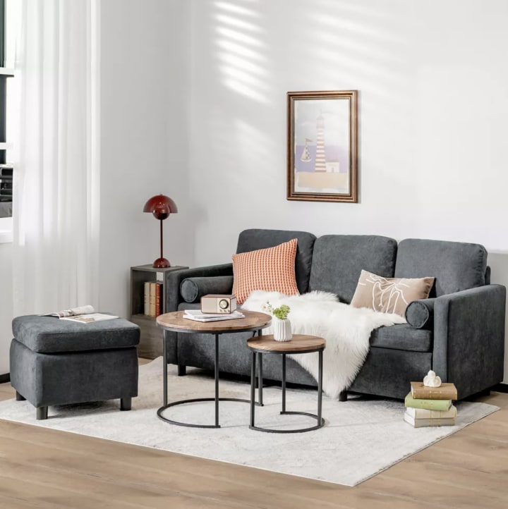 Convertible Sectional Sofa and Movable Ottoman