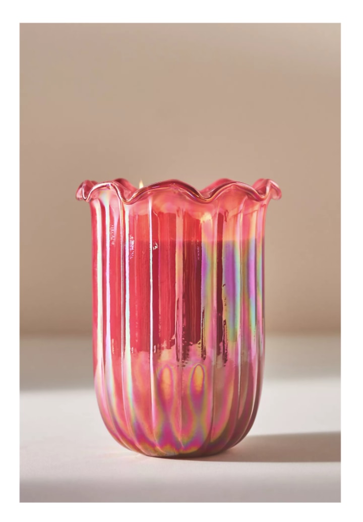 Anthropologie Ruffle Fruity Woodland Berry & Rose Glass Candle
