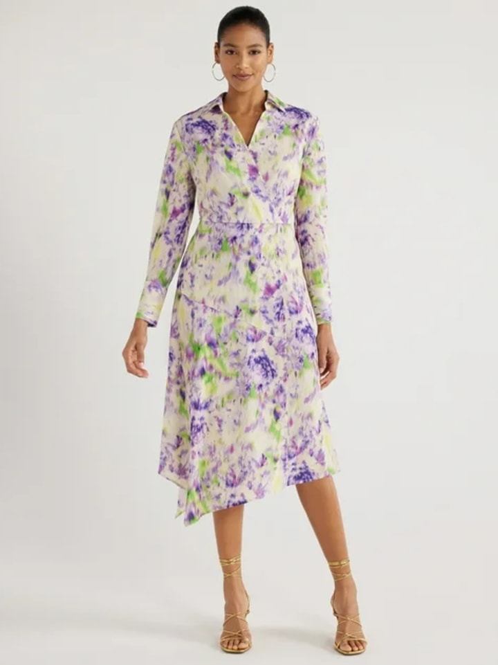 Shirtdress with Faux Wrap Front