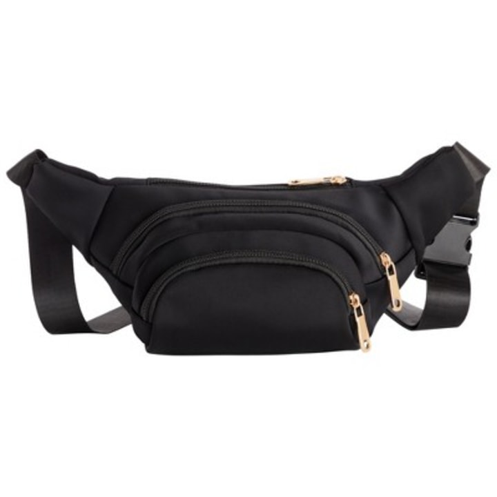 Plus Size Black Crossbody Bag with Adjustable Belt