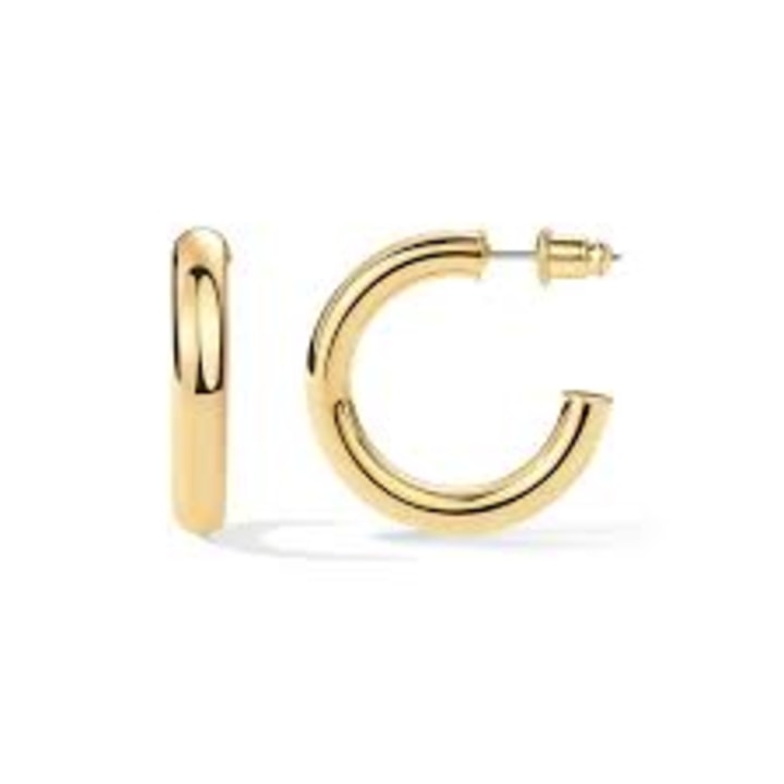 PAVOI 14K Yellow Gold Plated Lightweight Chunky Open Hoops