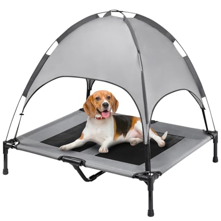 Superjare Elevated Outdoor Dog Bed with Canopy