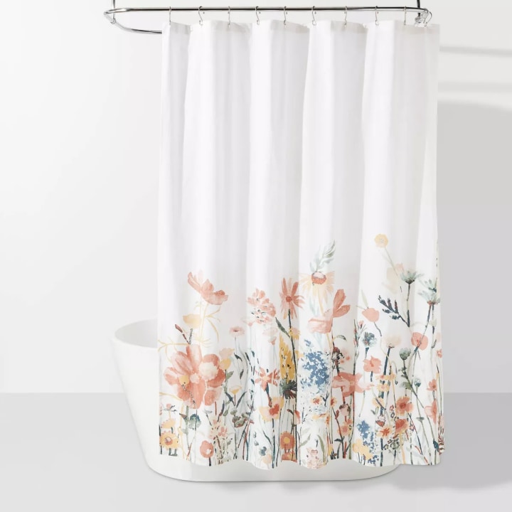 Watercolor Engineered Floral Shower Curtain