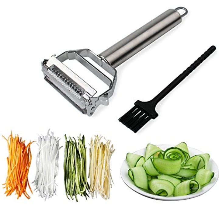 Julienne Peeler Stainless Steel Cutter Slicer with Cleaning Brush Pro
