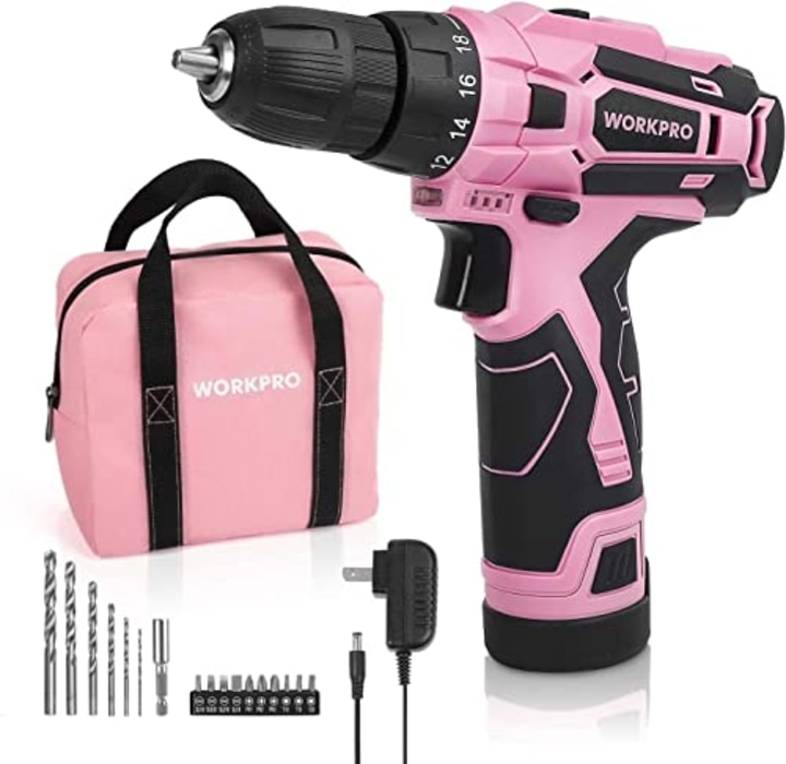 Workpro Pink Cordless Drill Tool Kit