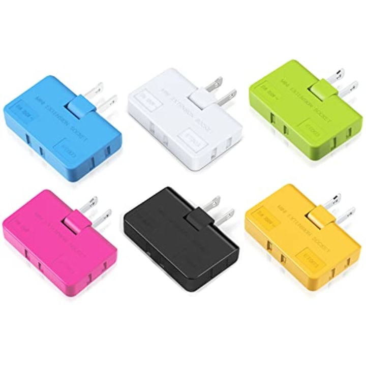 3-Way Flat Wall Outlet Extender (Set of 6)