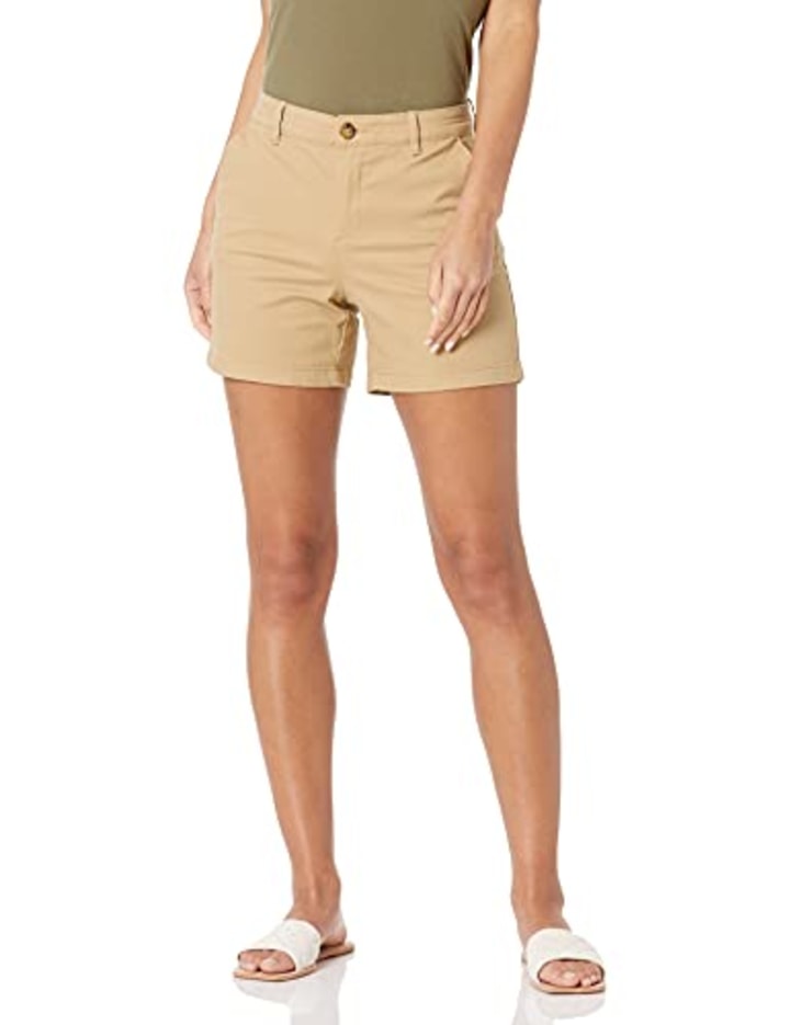Mid-Rise Slim-Fit 5 Inch Inseam Khaki Shorts