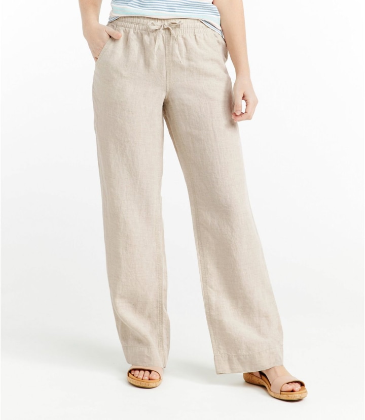 Linen Mid-Rise Pull-On Pants