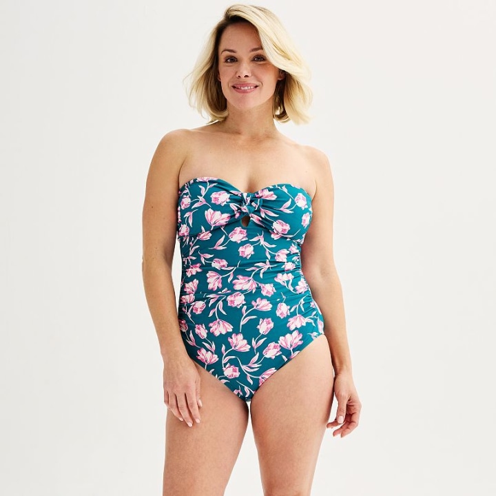 Bandeau One-Piece Swimsuit With Removable Straps