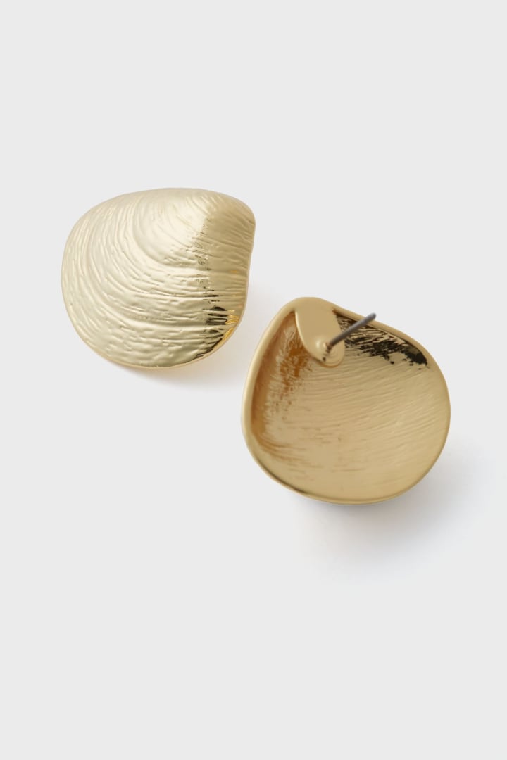 Gold Clam Shell Earrings