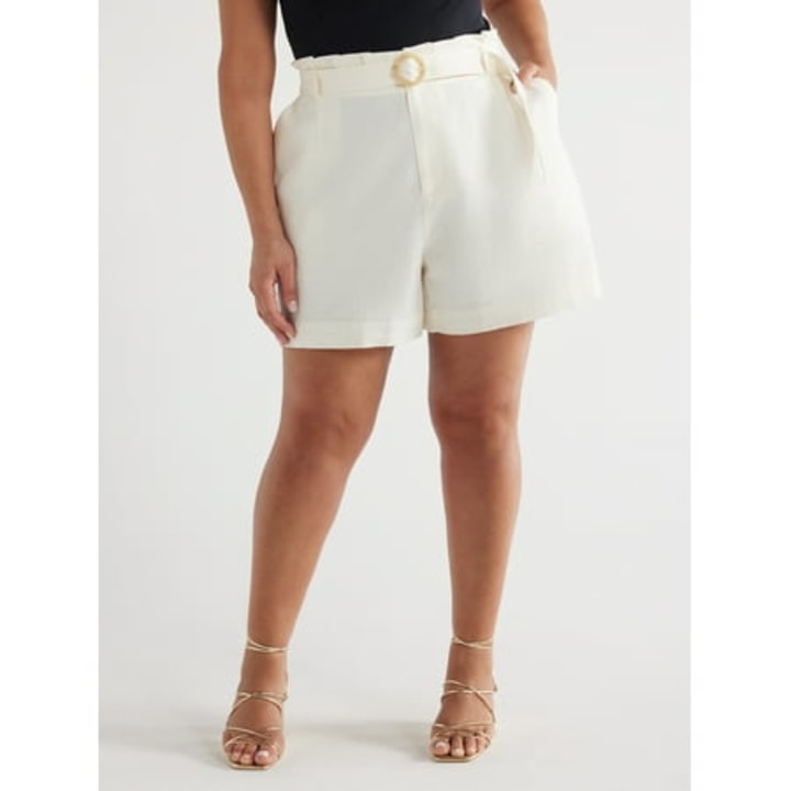 Linen Blend Paperbag Shorts