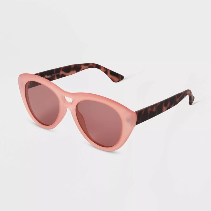 Tortoise Print Rubberized Plastic Cateye Polarized Sunglasses