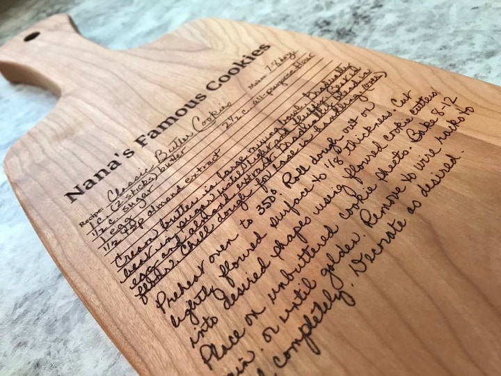 Handwritten Recipe Cutting Board