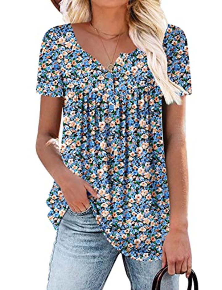 Roselinlin Short Sleeve Tunic Tops