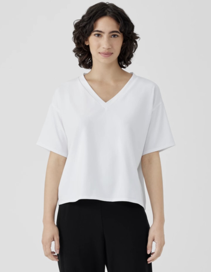 Pima Cotton Stretch Jersey V-Neck Tee