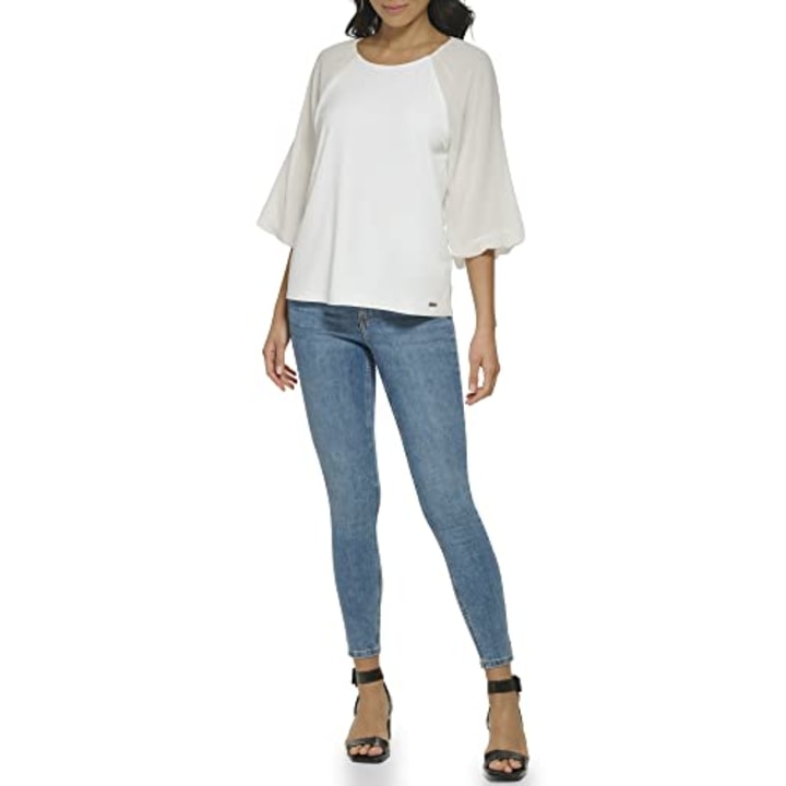 Calvin Klein Women's Lantern Sleeve Blouse 