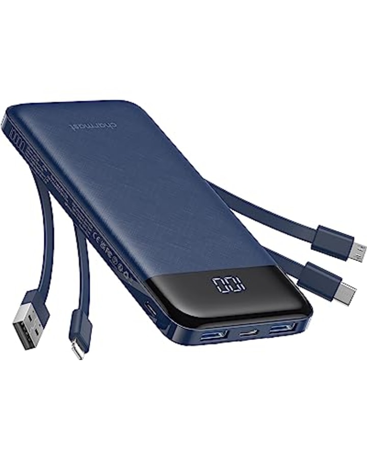 Portable Charger with Built-in Cables