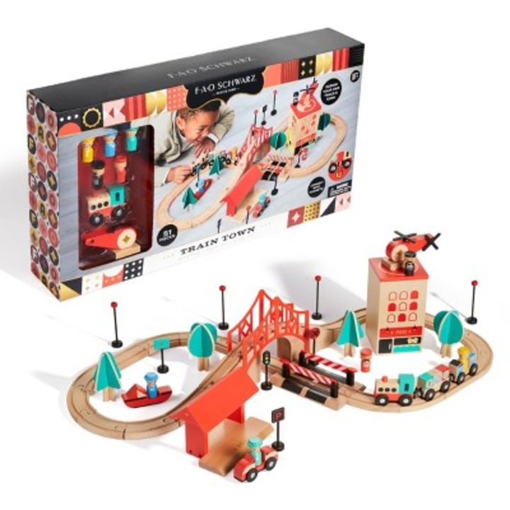 FAO Schwarz Toy Wood Train and Track