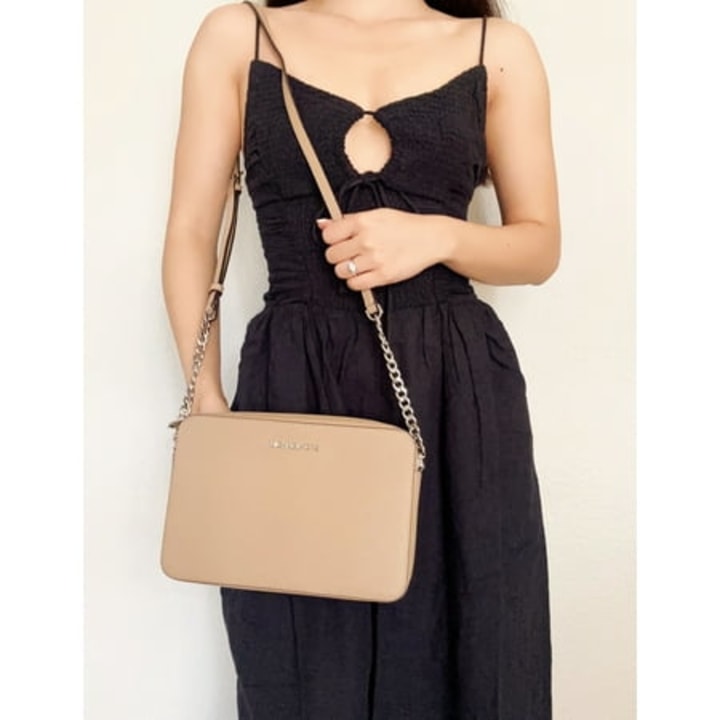 Jet Set East West Saffiano Leather Crossbody Bag