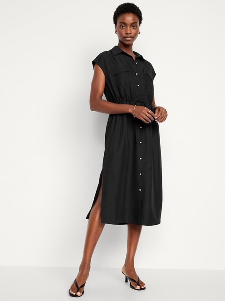 【新品】Pleated Open Shirt Dress sky Pleated Open Shirt Dress