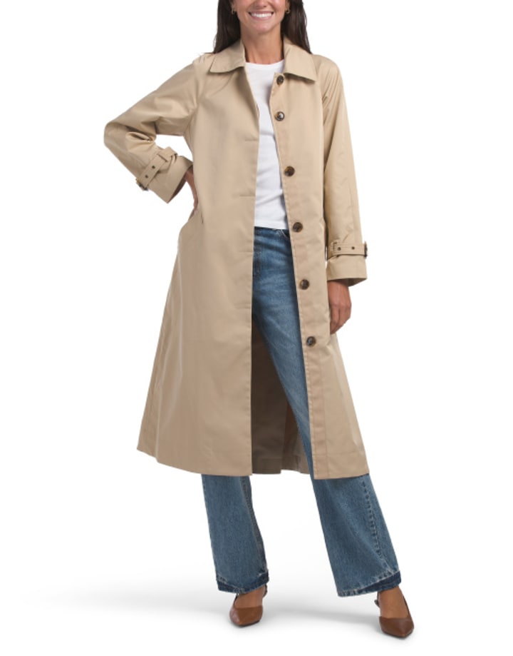 【Chloe】Long water-repellent beige trench coat CH25SMA19341 Chloé Long water-repellent beige trench coat in cotton