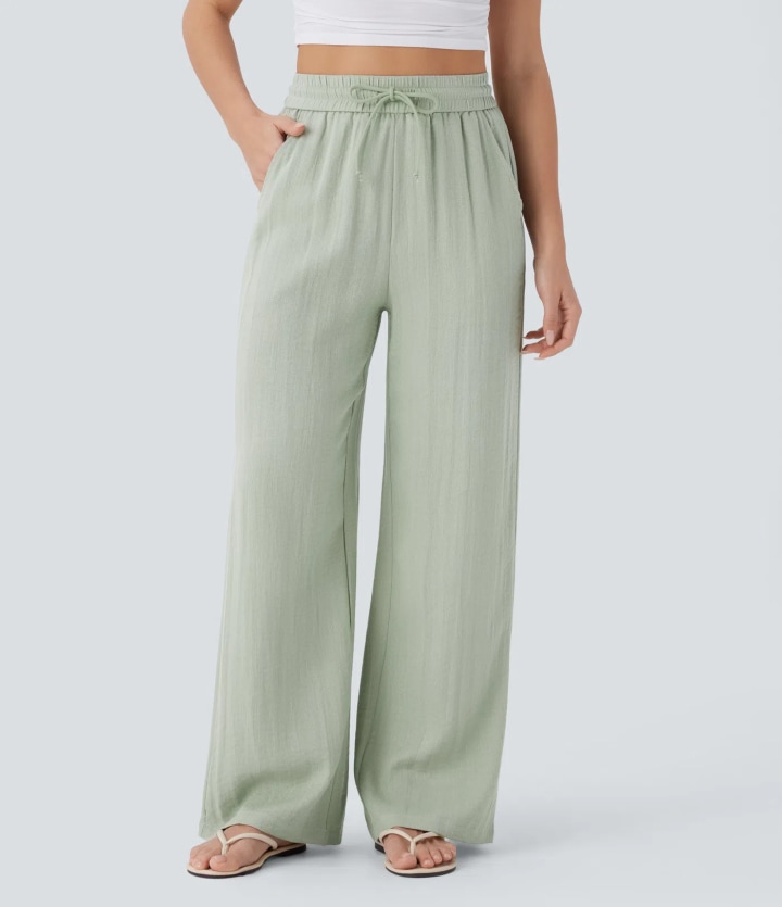 韓国商品/THREE TIMES Ribbon linen pants 12 Cheapest Linen Blend Pants Under $50