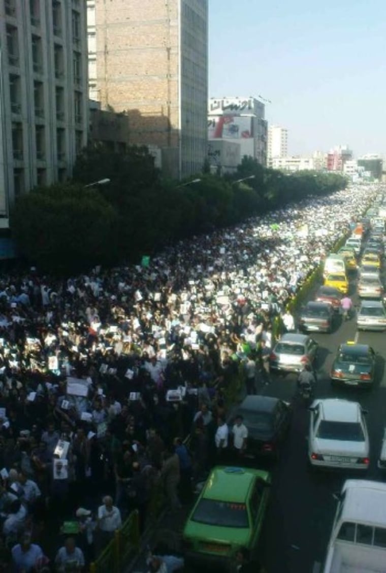 Supporters of Iran’s opposition marched to Tehran’s Haft-e Tir Square on Wednesday, according to Reuters.