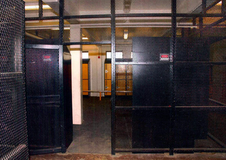 A caged area where students at South Oak Cliff High School may have fought to settle disputes.