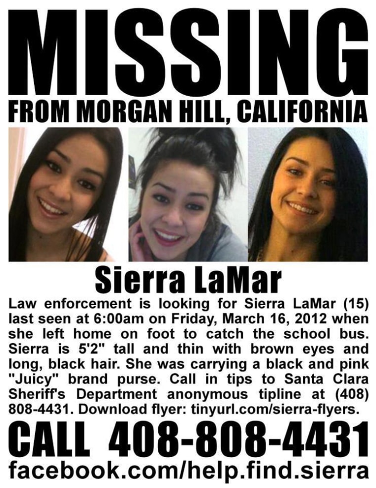 Image: facebook.com/help.find.sierra image of missing teen Sierra LaMar