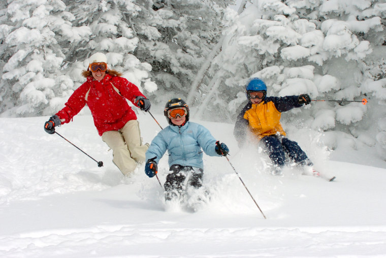 Image: Skiers on the slopes at Grand Targhee Resort