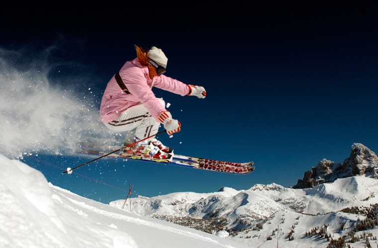 Image: A skier on the slopes at Grand Targhee Resort