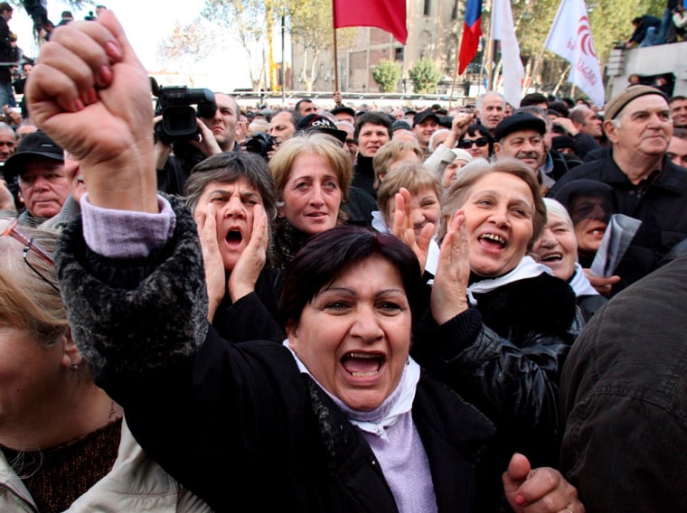 Image: A protest against President Mikheil Saakashvili in Tbilisi