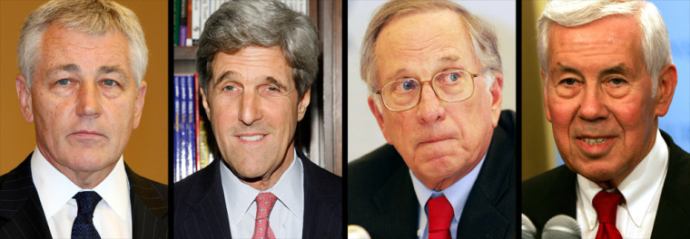 Image: Sen. Chuck Hagel,  Sen. John Kerry, Former Sen. Sam Nunn, Sen. Dick Lugar.