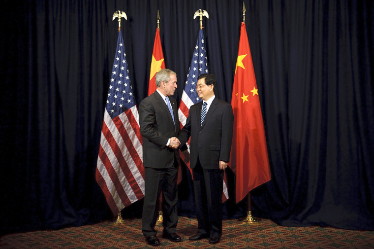 Image: George Bush and Hu Jintao