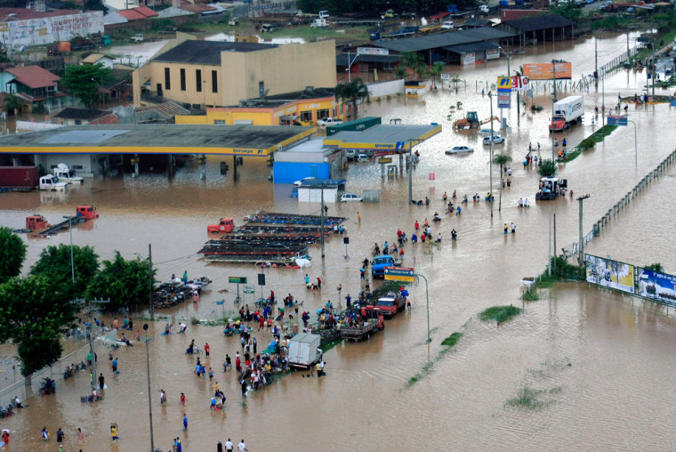 A general view shows a flooded Itajai city