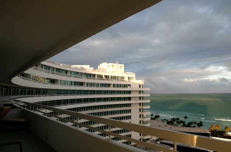Image: A view of the Atlantic Ocean seen from a room at the renovated Fontainebleau Hotel in Miami.