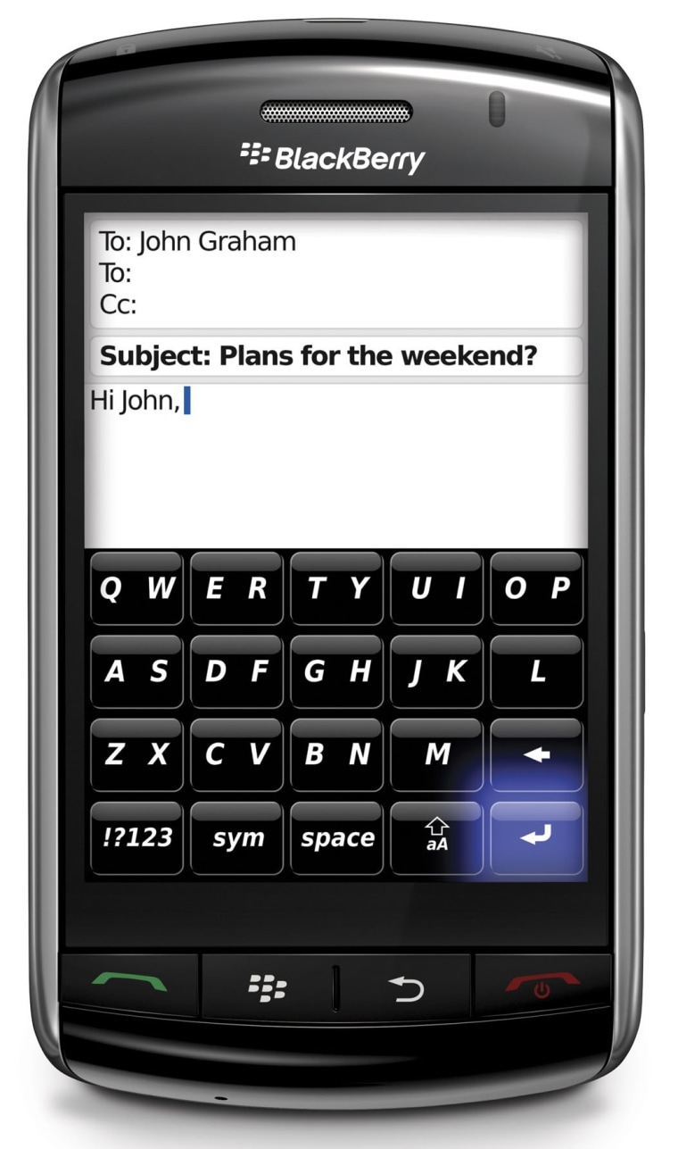 Image: BlackBerry Storm vertical virtual keyboard