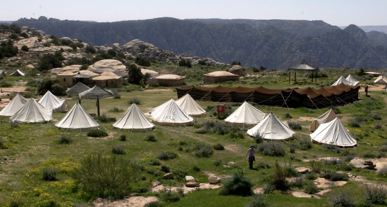 Image: Visitors tents at the Dana reserve in southern Jordan.