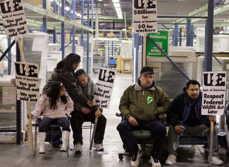 Image: Workers stage a sit-in at the Republic Windows and Doors factory in Chicago