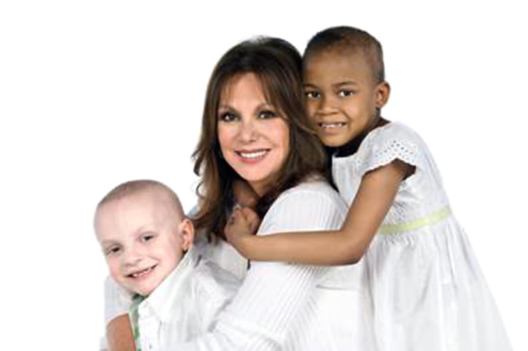 Marlo Thomas recently launched the fifth annual St. Jude Children’s Research Hospital Thanks and Giving campaign, with patients, Quincy, 6, who is fighting neuroblastoma, and Na’Kya, 6, who is battling leukemia.