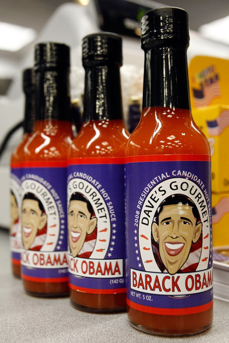 Image:  Bottles of hot sauce named for President-elect Barack Obama